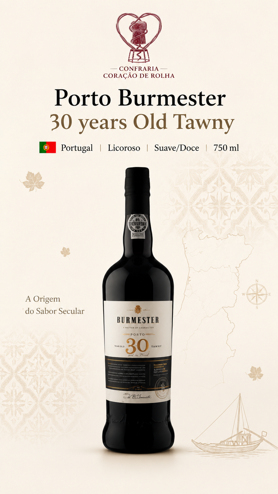 Garrafa de Porto Burmester 30 Years Old Tawny, de Portugal